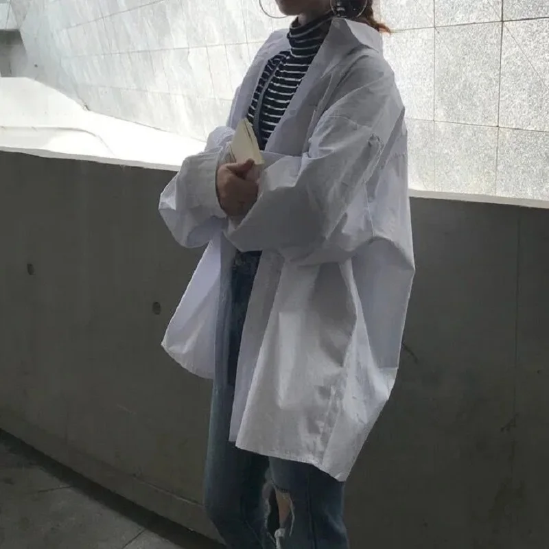 Zadily 2023 Spring Minimalist Chic Oversize Women's White Basic Shirt Long Sleeve Button Up Loose Woman Tunic Blouse Clothing - Image 4