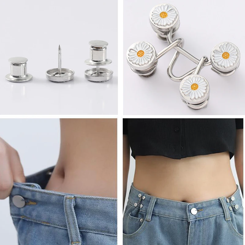 2pcs Skirt Pants Tighten Waist Brooches Jeans Adjustable Waist Clip Button Pearl Women's Brooch Set DIY Clothing Accessories - Image 5