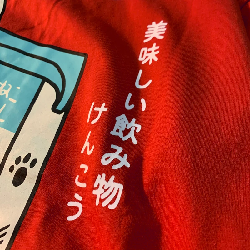 Cute Japanese Cat Print Oversized T-shirt Women Men Short Sleeve Loose Casual Tee Shirt Streetwear Tops Cotton Harajuku Clothing - Image 4