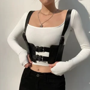 Women Trend Punk Corset Belt Decoration Street Style Wide Waistband Harness Leather Gothic Clothing Accessorie Fashion Corselet